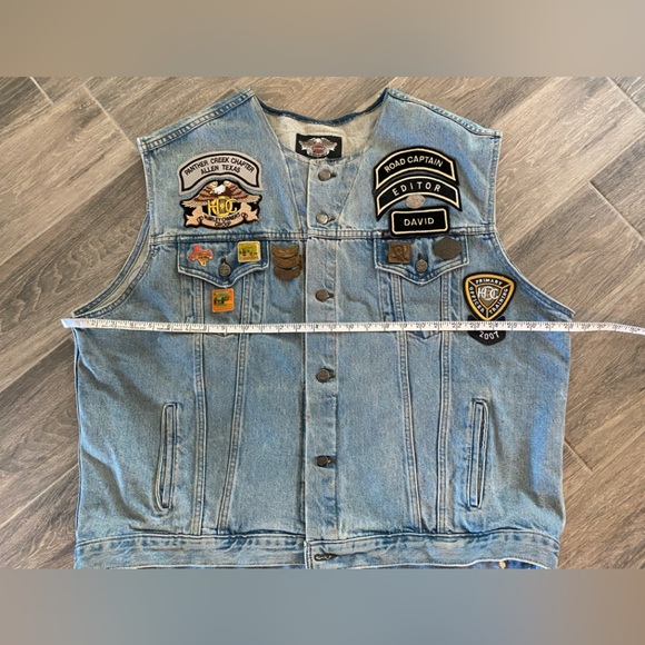 Harley Davidson Denim Vest with Pins & Patches XXL - Picture 3 of 16